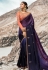 Navy blue barfi silk party wear saree 80005