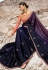 Navy blue barfi silk party wear saree 80005