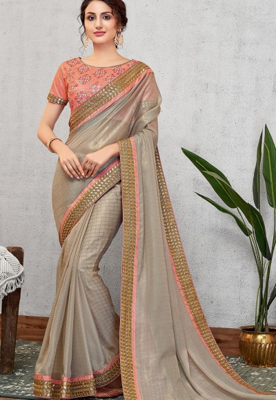 occasional grey silk georgette embroidered saree 11408