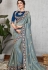 blue dual tone silk embroidered sangeet saree 11409