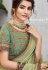 pista green silk georgette embroidered wedding saree 11411