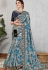occasional blue silk printed embroidered saree 11418