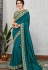 turquoise green silk georgette embroidered saree 11419