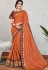 wedding orange silk georgette embroidered saree 11421