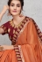 wedding orange silk georgette embroidered saree 11421