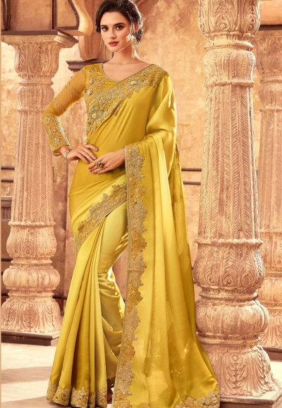shine yellow art silk bordered saree 24002