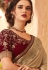 beige maroon art silk bordered saree 24004