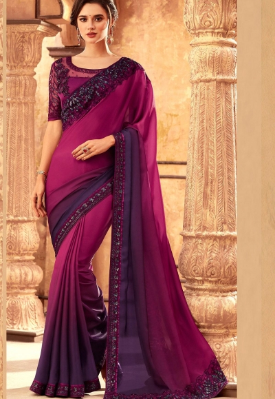 dark pink art silk bordered saree 24017