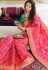 bright pink green art silk traditional saree 10039