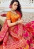 pink orange art silk traditional saree 10038
