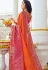 orange pink art silk traditional saree 10036