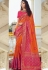 orange pink art silk traditional saree 10036