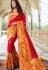 red orange art silk traditional saree 10033