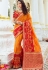 orange red art silk traditional saree 10028