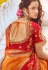 orange red art silk traditional saree 10028