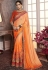 peach art silk embroidered party wear saree 2163