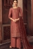 brown art silk embroidered straight palazzo suit 3103