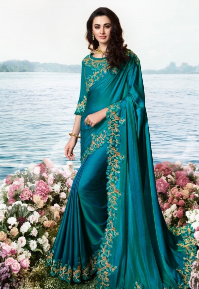 Blue barif silk festival wear saree 6202