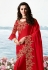 Red barfi silk festival wear saree 6204