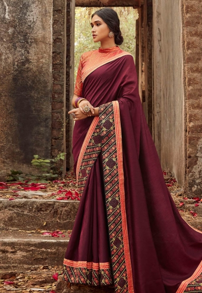 Purple silk festival wear saree 94262