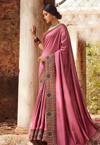 Pink silk party wear saree 94264