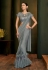 Grey lycra frilled party wear saree 5806