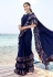 Blue lycra ruffle border festival wear saree 8857