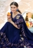 Blue lycra ruffle border festival wear saree 8857