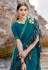 Blue lycra ruffle border saree with blouse 8860