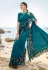 Blue lycra ruffle border saree with blouse 8860