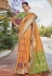 Orange cotton jacquard saree with blouse 95783