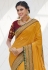 Yellow satin party wear saree 2614