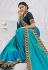 Aqua satin saree with blouse 2610