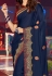 Rakul preet singh navy blue satin party wear saree 2003