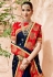 Navy blue silk festival wear saree 1032