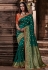 Teal banarasi silk saree with blouse 96650