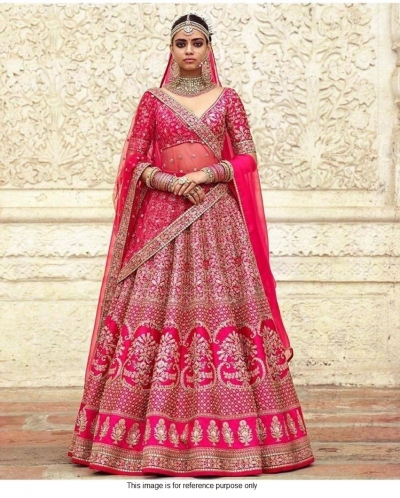 Sabyasachi Inspired Pink bridal silk lehenga choli