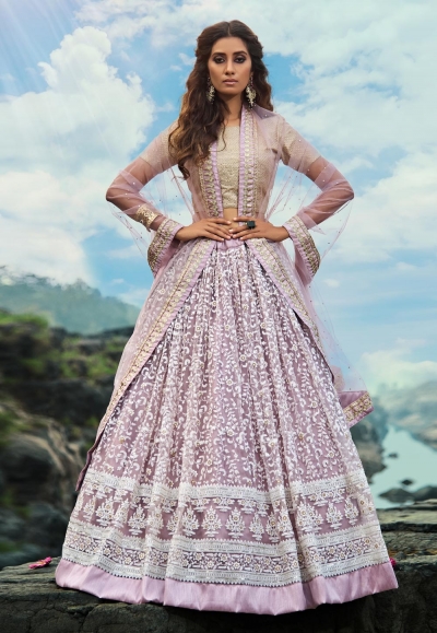 Light purple net circular lehenga choli 3608