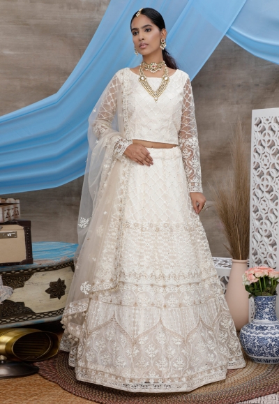 Off white net circular lehenga choli 1312