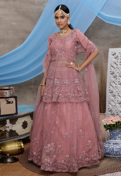 Pink net designer lehenga choli 1335