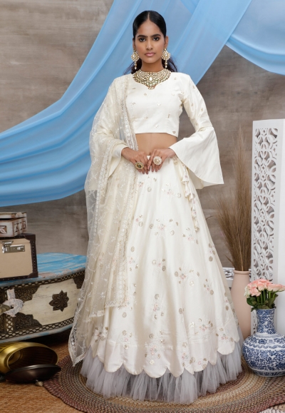 Off white art silk circular lehenga choli 1303