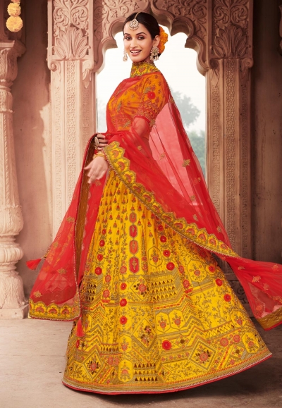 Yellow silk circular lehenga choli 3902