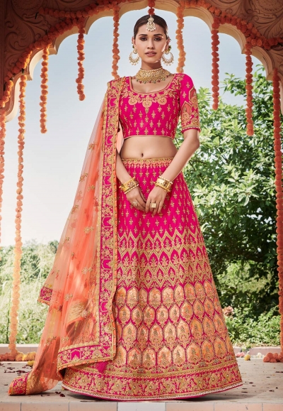 Pink silk circular lehenga choli 3903