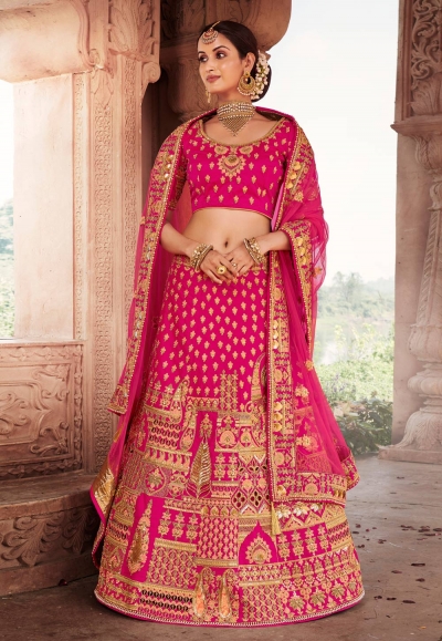 Pink silk circular lehenga choli 3910