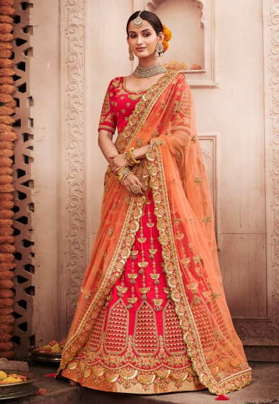 Pink silk circular lehenga choli 3911