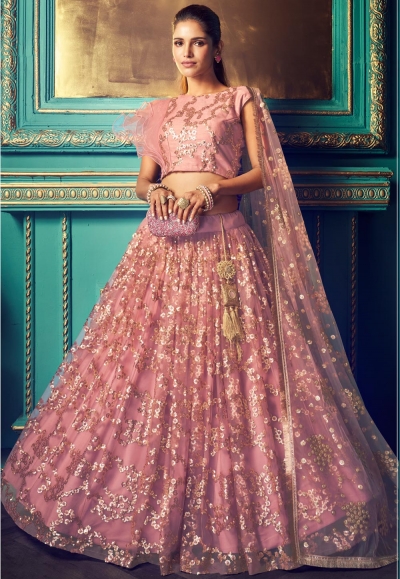 Purple net embroidered designer lehenga choli 4102