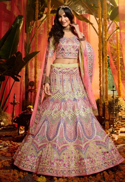 Cream organza circular lehenga choli 4703