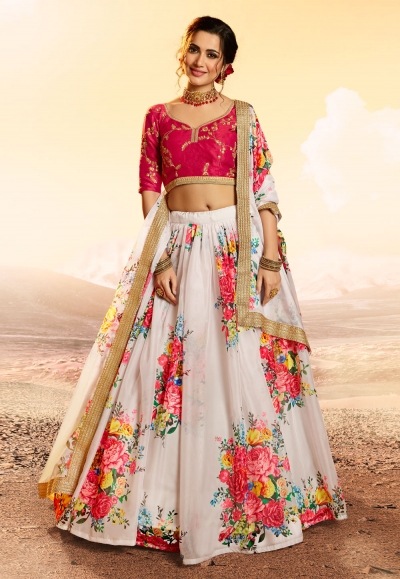 Off white organza circular lehenga choli 4805