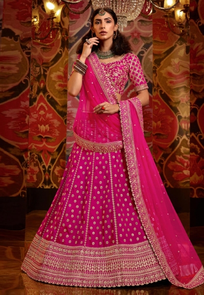 Magenta raw silk circular lehenga choli 5181