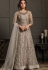 grey net embroidered long anarkali suit 4593